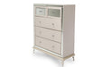 Hollywood Loft Upholstered 5 Drawer Chest in Frost - Furniture Max (Falls Church,VA) *