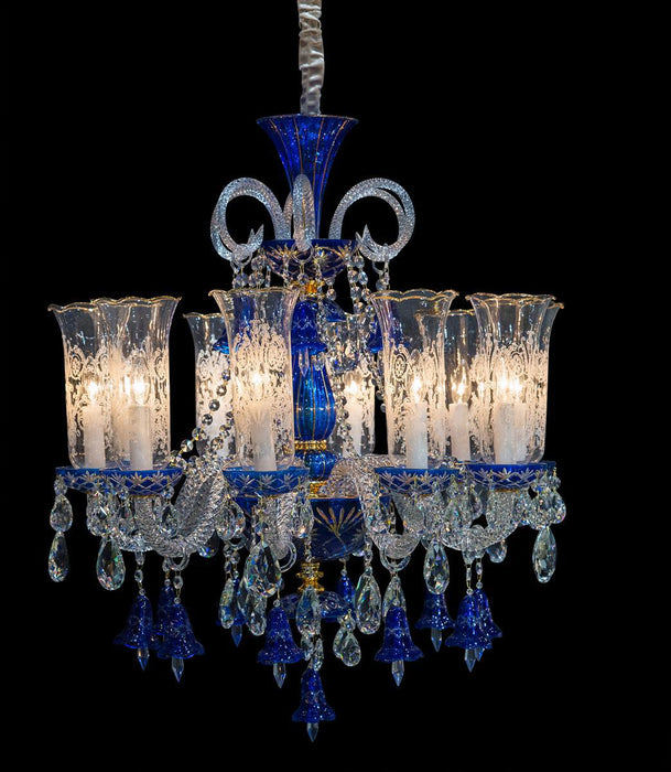 Lighting Winter Palace 10 Light Chandelier in Blue, Clear and Gold - Furniture Max (Falls Church,VA) *