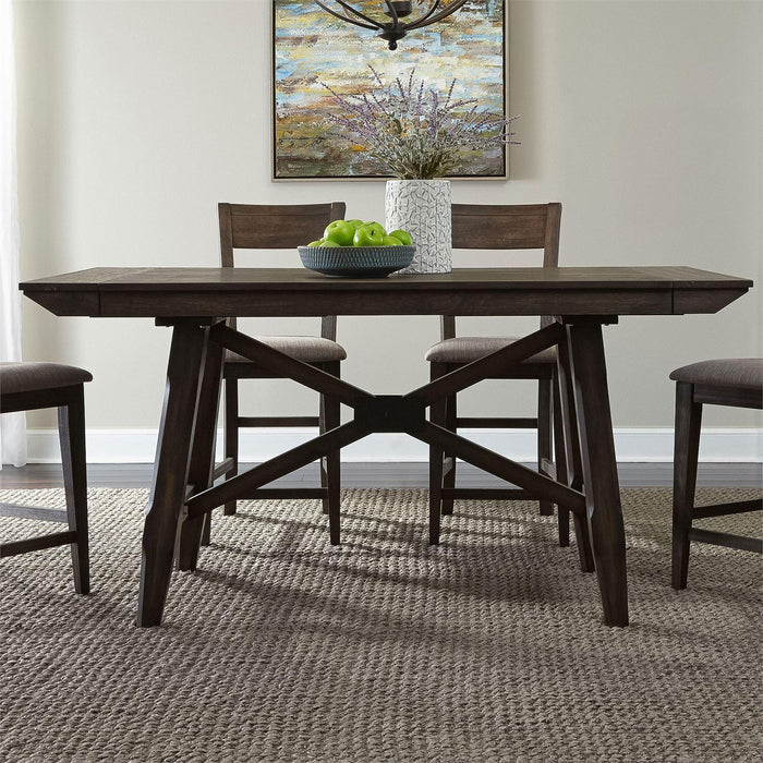 Liberty Furniture Double Bridge Gathering Table in Dark Chestnut