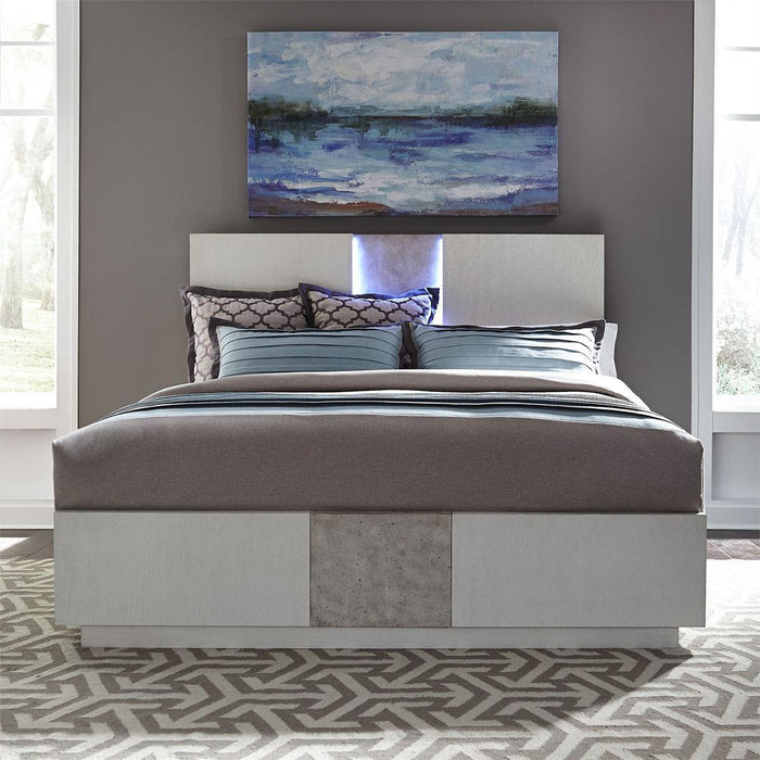 Liberty Furniture Mirage King Travertine Panel Bed in Wirebrushed White - Furniture Max (Falls Church,VA) *