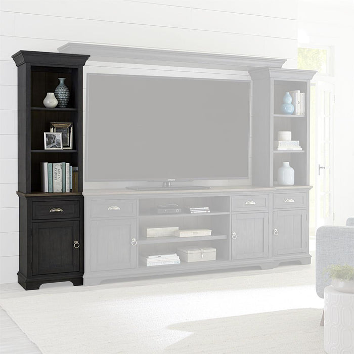 Liberty Furniture Ocean Isle Entertainment Center with Piers in Slate with Weathered Pine