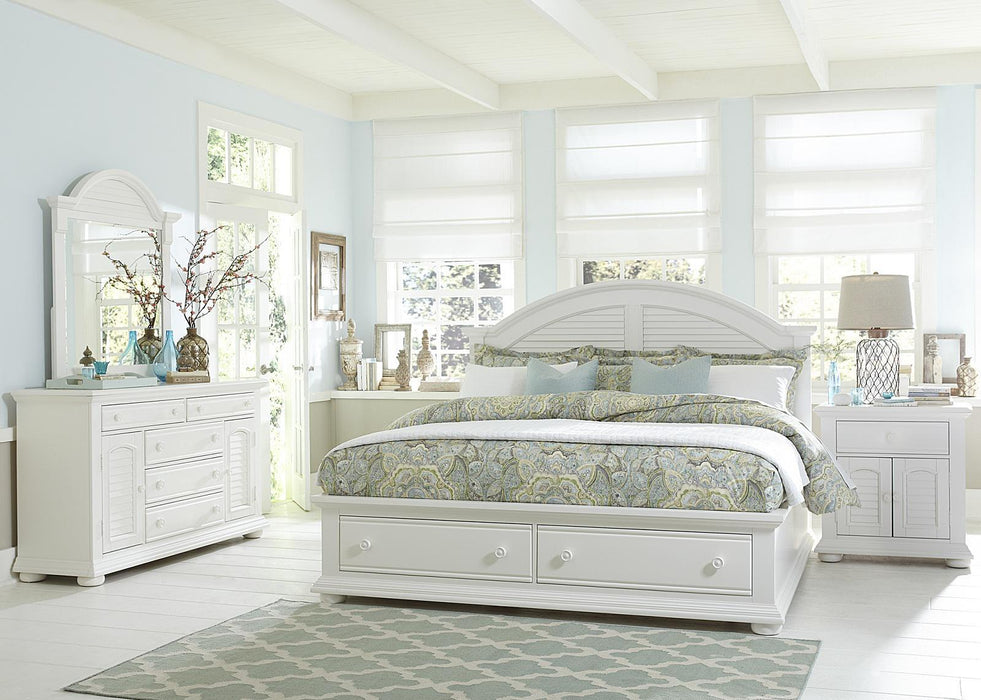 Liberty Furniture Summer House King with Storage Panel Bed in Oyster White - Furniture Max (Falls Church,VA) *