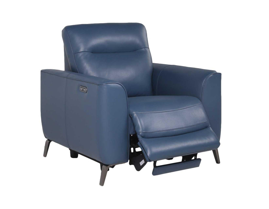 Steve Silver Sansa Dual Power Leather Recliner in Ocean Blue - Furniture Max (Falls Church,VA) *