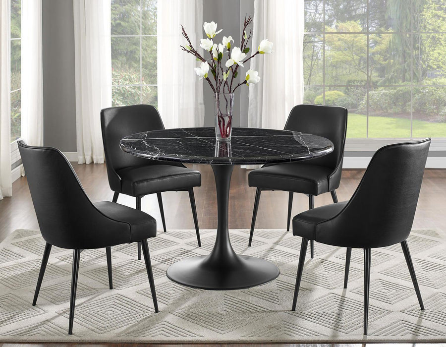 Steve Silver Colfax Round Black Marquina Marble Top Dining Table in Black - Furniture Max (Falls Church,VA) *