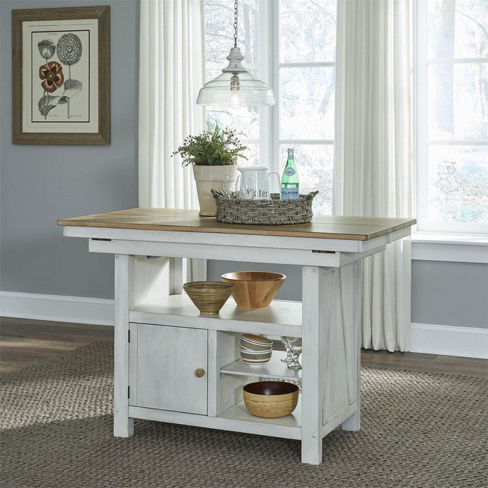 Liberty Furniture Lindsey Farm Kitchen Island in Weathered White & Sandstone image